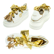 PIEL BLANCO ORILLA ORO MASCADA